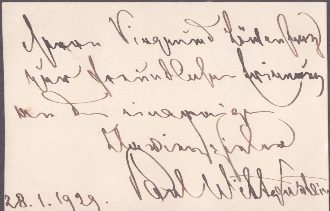Wittgenstein, Paul - Signature: